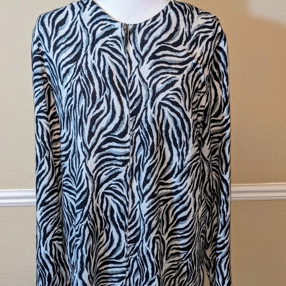 Zebra Print Zip-up Sweater Shacket in Black & White Stripes by Allison Daley - Picture 6 of 6